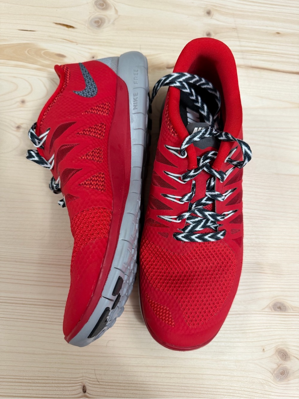 Nike Red Men’s Athletic Running Shoes with Gray Soles